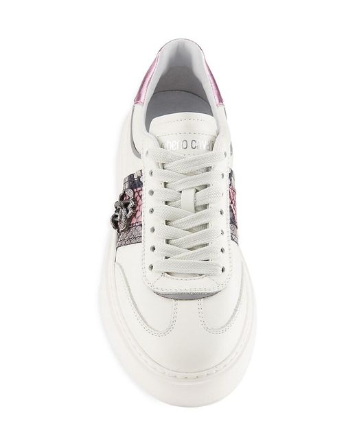 Roberto Cavalli Multicolor Leather Low-Top Sneakers
