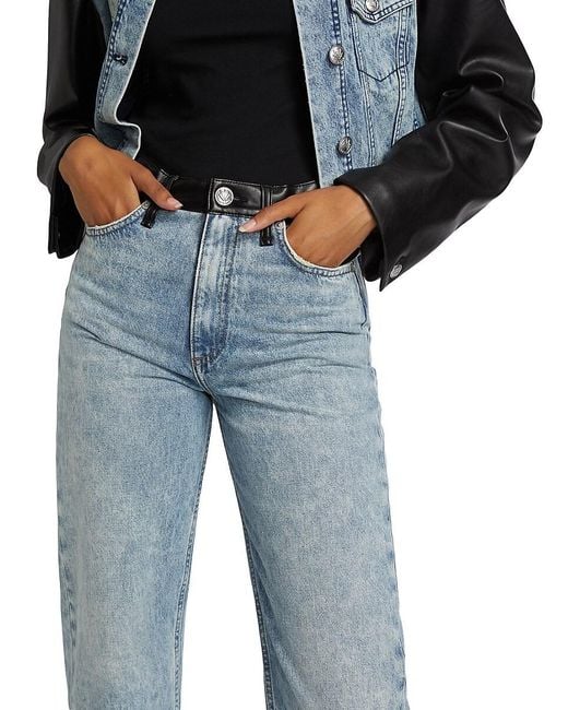 Rag & Bone Blue Shea High-Rise Straight-Leg Combo Jeans