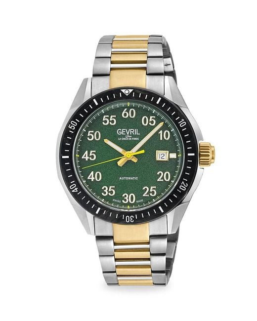 Gevril Metallic Ascari 42mm Two Tone Stainless Steel Automatic Watch for men