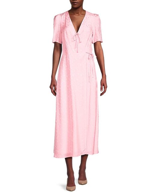 Sleeper Pink Floral Midi Wrap Dress