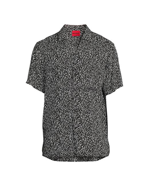 HUGO Gray Straight Fit Button Down Shirt for men