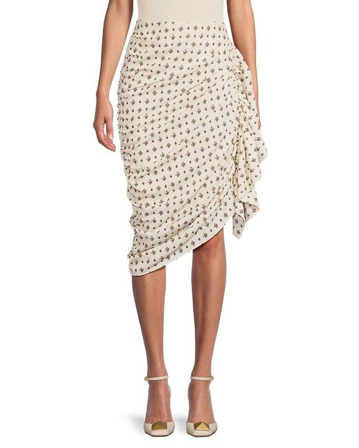RHODE Natural 'Felicity Floral Asymmetric Skirt