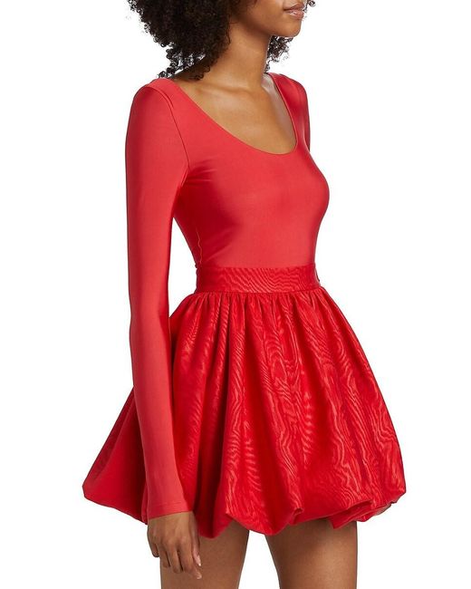 Alice + Olivia Red Chara Bubble-Hem Minidress