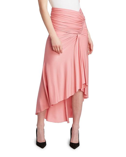Alexandre Vauthier Pink Shiny Draped Jersey Midi Skirt