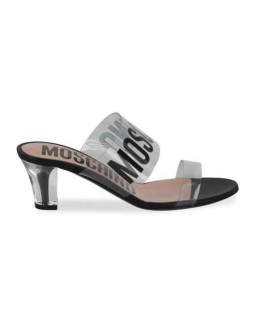 Moschino Black Logo Transparent Straps Sandals