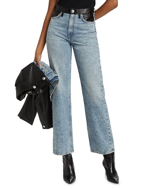 Rag & Bone Blue Shea High-Rise Straight-Leg Combo Jeans