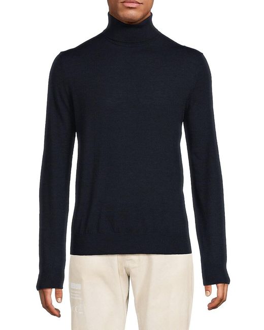 Bruno Magli Blue Classic Fit Merino Wool Turtleneck Sweater for men