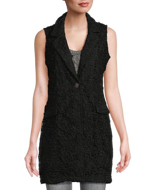 Nanette Lepore Black Long Lace Vest
