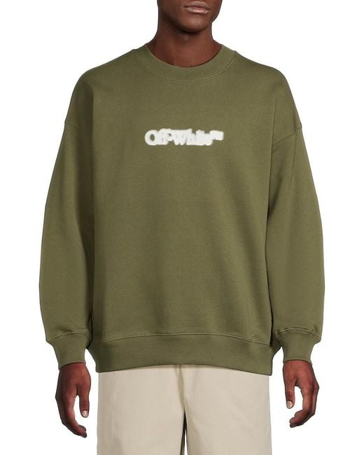Off-White c/o Virgil Abloh Green Spray Arrow Skate Cotton Crewneck Sweatshirt for men
