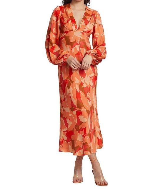 Acler ashland floral print maxi dress in red lyst