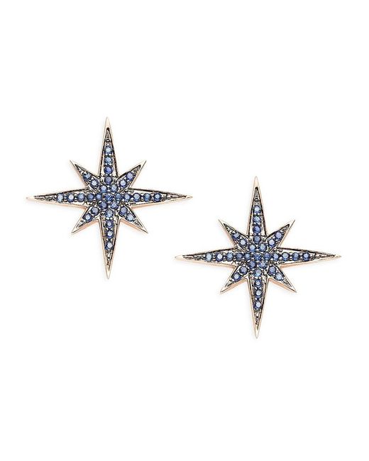 Sydney Evan 14k Rose Gold, Black Rhodium & Blue Sapphire Starbust Earrings