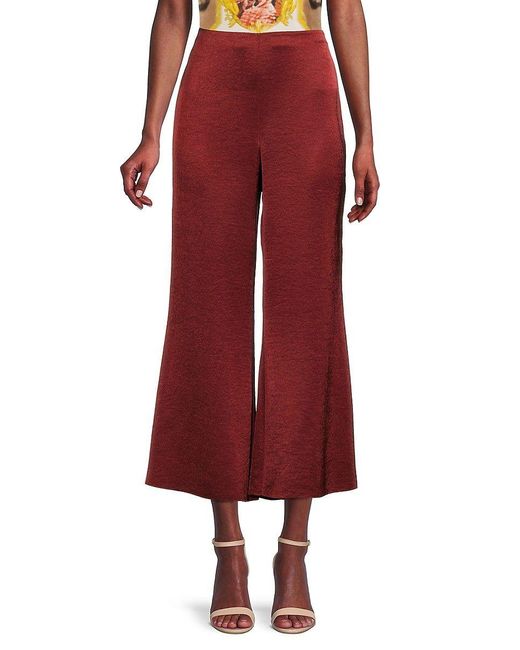 Vince Satin Flare Pants in Red | Lyst