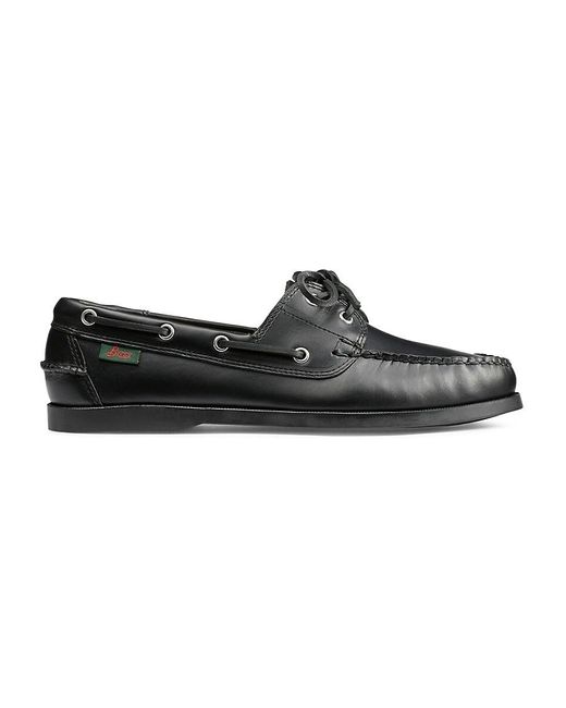 G.H.BASS Black G. H. Bass Hampton Leather Boat Shoes for men