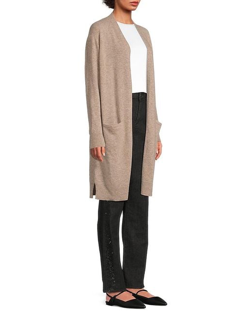 Saks Fifth Avenue Multicolor Solid 100% Cashmere Longline Cardigan