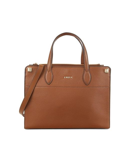 Furla Leather Top Handle Bag in Brown Lyst