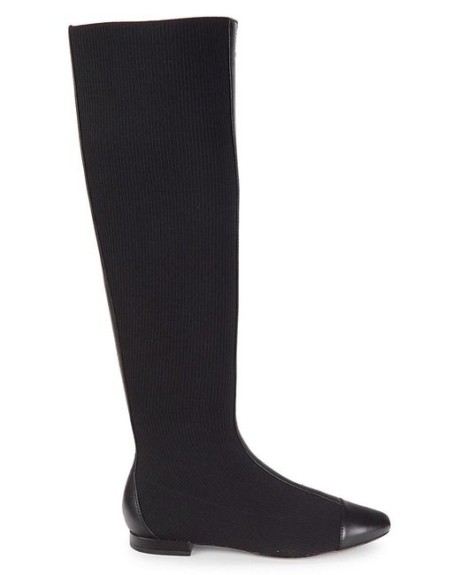 Kate Spade Leather Mikayla Ribbed Knee High Boots in Black | Lyst Australia