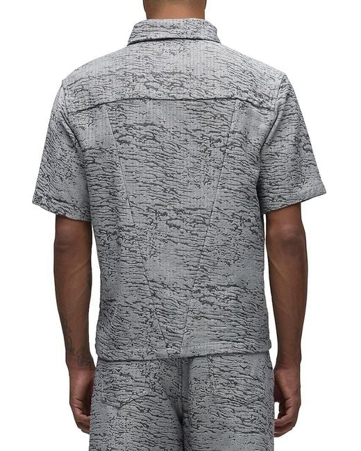 Hudson Gray Cotton Jacquard Crop Button-Front Shirt for men