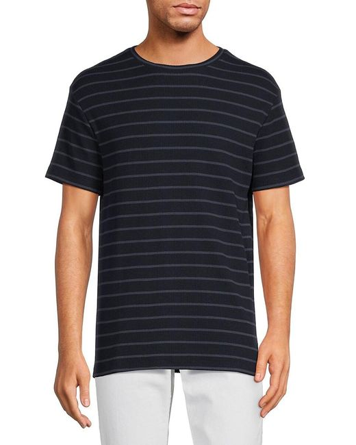 Slate & Stone Black Waffle Knit Striped T-shirt for men