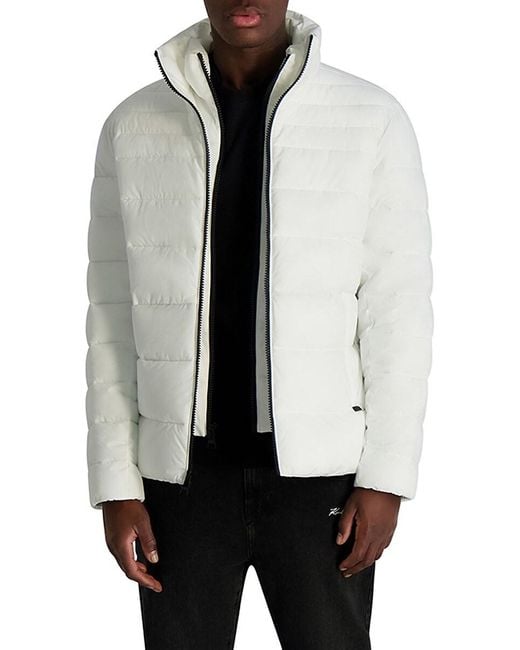 Karl Lagerfeld Gray Quilted Zip-Front Puffer Jacket for men