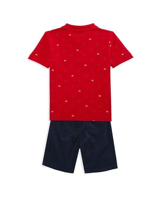 Tommy Hilfiger Little Boy's Monogram Polo & Shorts Set in Red for Men ...