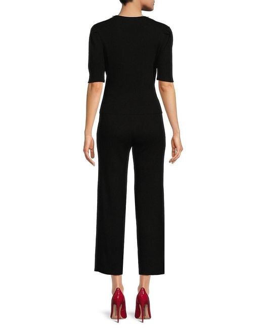 Nanette Lepore Black Embellished Elbow Sleeve Sweater