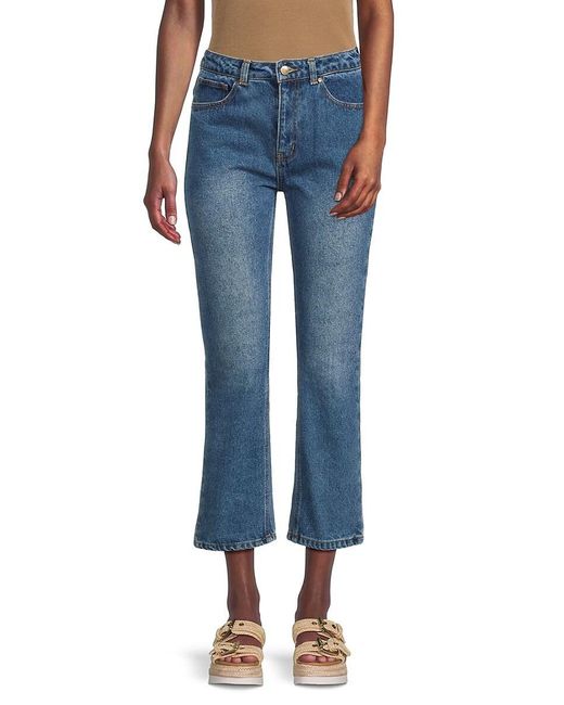 Class Roberto Cavalli Blue High Rise Faded Cropped Jeans