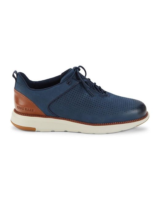 Cole Haan Grand Atlantic Leather Perforated Sneakers in Blue for Men | Lyst  UK