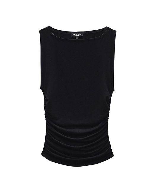 Rag & Bone Black Luca Ruched Sleeveless Tank