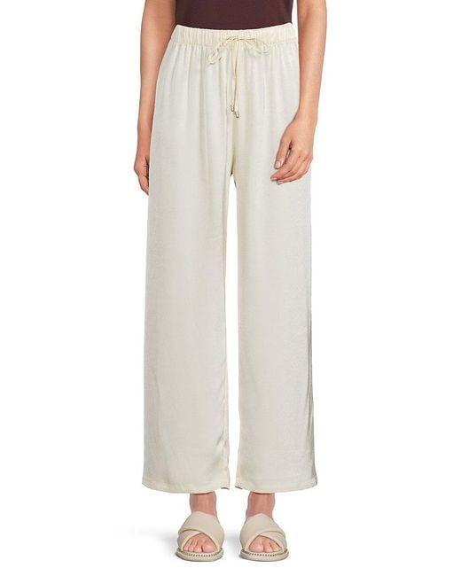 Wdny White Solid Drawstring Pants