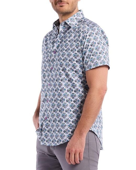Robert Graham Blue Lowndes Printed Cotton Shirt for men