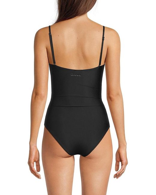 Ganni Black Ruched One Piece Swimsuit