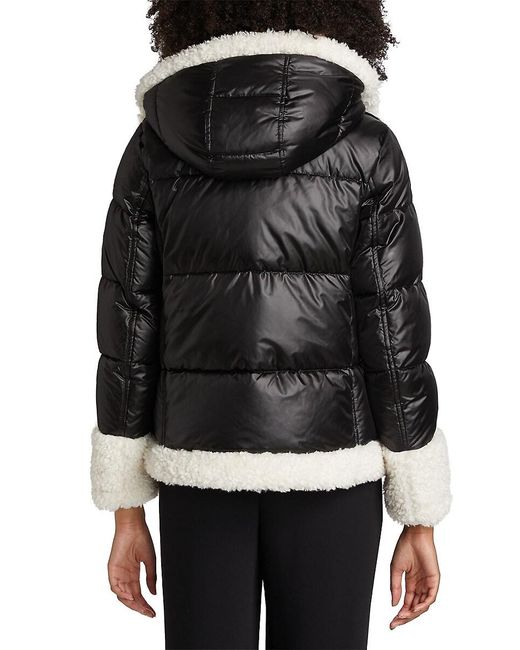 Mercer Collective Black Dana Mixed-media Hooded Down Coat