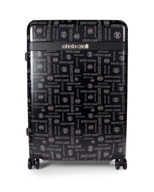 Roberto Cavalli Black 27 Inch Monogram Print Spinner Suitcase