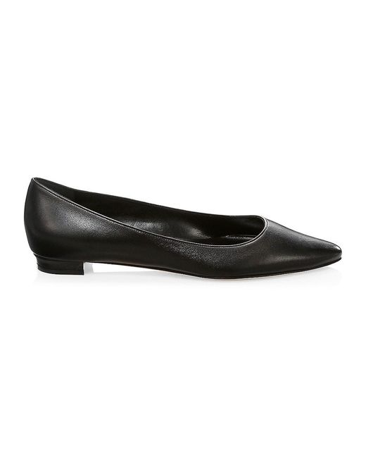 Manolo Blahnik Titto Metallic Leather Ballet Flats in Black | Lyst UK