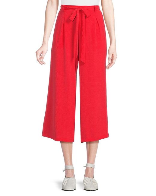Bobeau Red Belted Cropped Pants