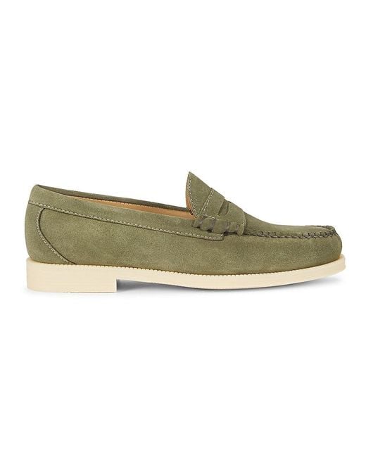 G.H.BASS Green G. H. Bass Larson Suede Penny Loafers for men