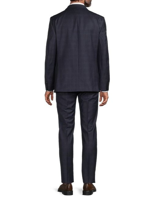 Tommy Hilfiger Blue Wool Blend Plaid Modern-fit Suit for men