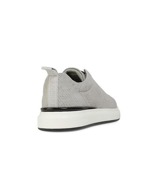 Karl Lagerfeld White Textured Low-Top Leather Sneakers for men