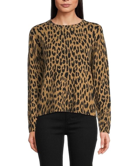 Saks Fifth Avenue Black Print 100% Cashmere Sweater