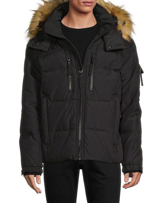Sam. Telluride Faux Fur Puffer Jacket in Black for Men | Lyst
