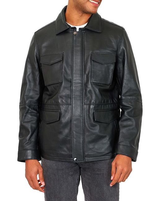 VELLAPAIS Black Rion Leather Jacket for men