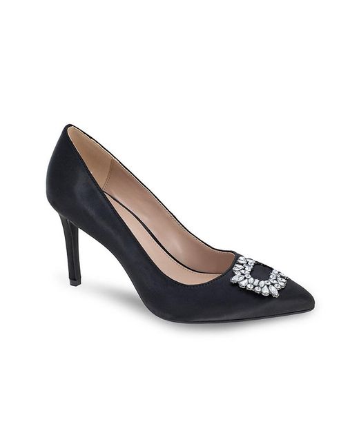 BCBGeneration Blue Atelia Crystal Broach Satin Pumps