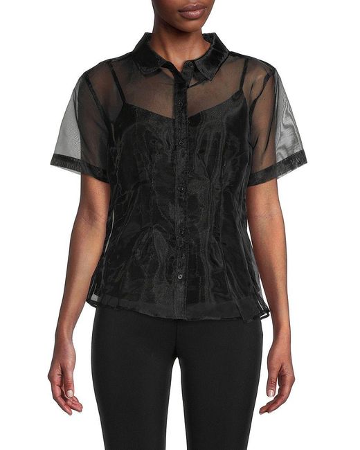 St. John Black Dkny 2-in-1 Camisole & Sheer Blouse