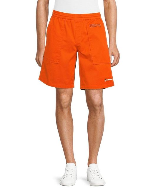 Heron Preston Orange Logo Active Shorts for men