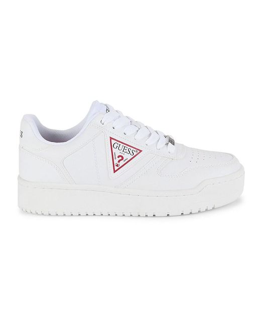 Guess White Aveni Logo Perfoarted Sneakers for men