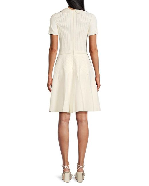 Valentino White Open Knit Trim Mini Dress