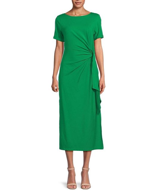 thumbnail image 2 of DKNY Ruched-sleeve Midi Dress | Red 2 of 11