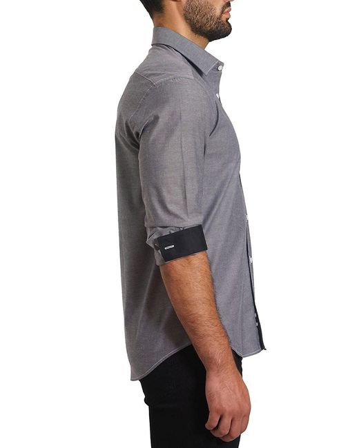 Jared Lang Gray 'Trim Fit Pima Cotton Blend Sport Shirt for men