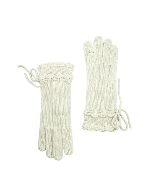 Portolano White Cashmere Knit Gloves