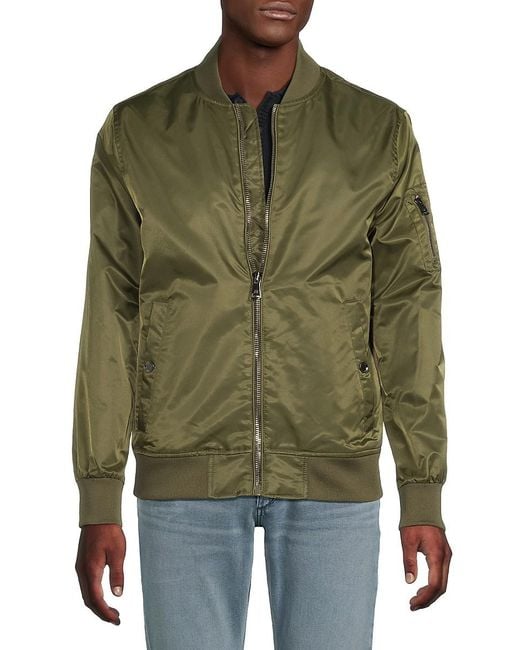 Kenneth Cole Green Nylon Bomber Jacket for men